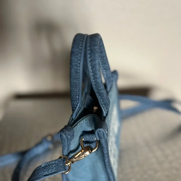 House of Rehab Fashion made me do it Micro shopper Blue Denim Tote Bag - Picture 9 of 16
